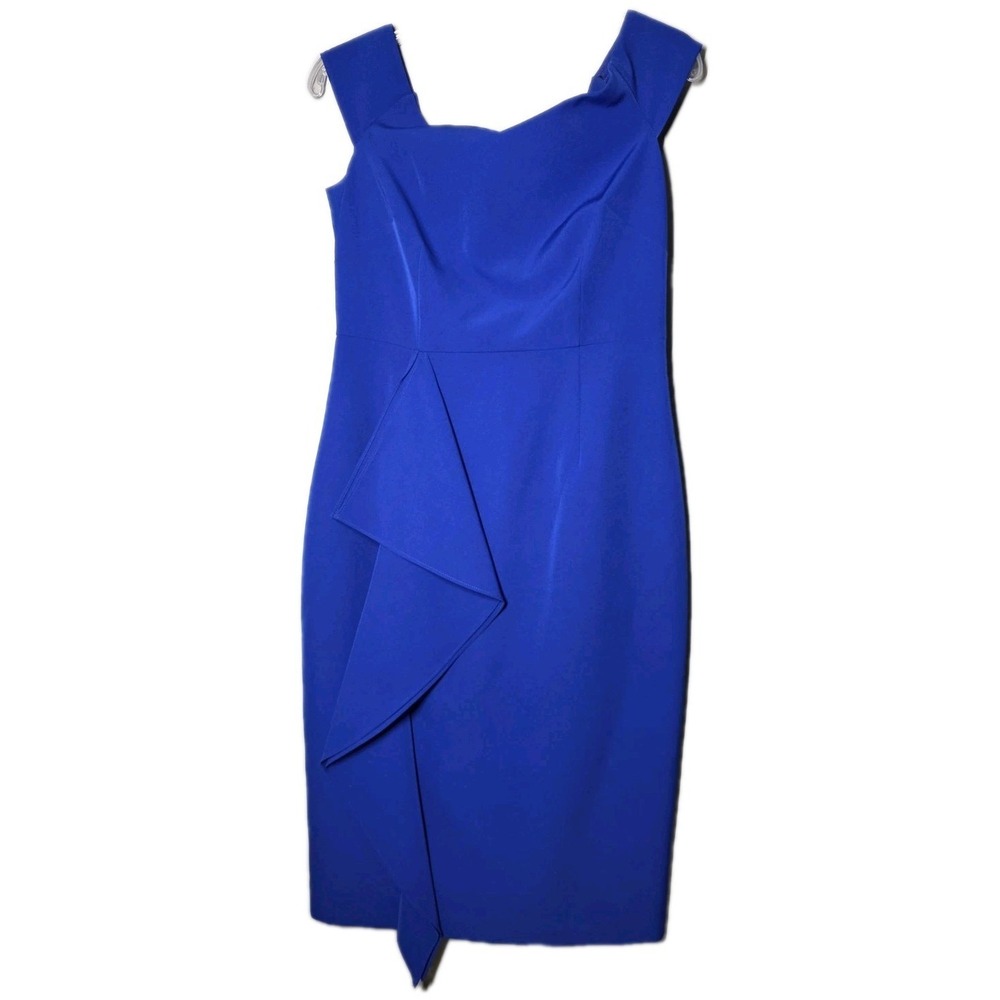 Vince Camuto Womens Size 6 Sheath Dress Off Shoulder Ruffle Cobalt‎ Blue